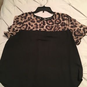 Black and leapord print blouse